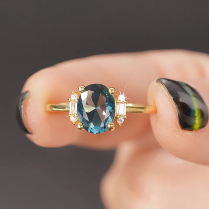 Beautiful Oval Blue Cubic Zirconia Ring