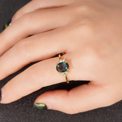 Beautiful Oval Blue Cubic Zirconia Ring