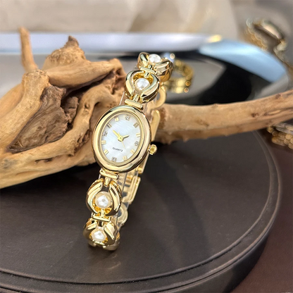 High-End Women’s Quartz Watch Elegant Oval Vintage Design