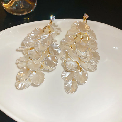 Elegant Zircon Leaf Tassel Earrings for Women