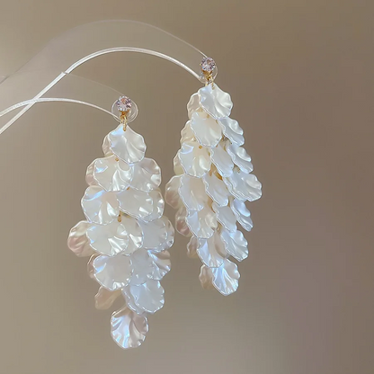 Elegant Zircon Leaf Tassel Earrings for Women