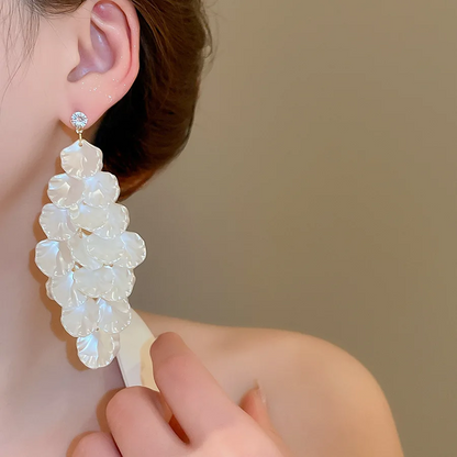 Elegant Zircon Leaf Tassel Earrings for Women