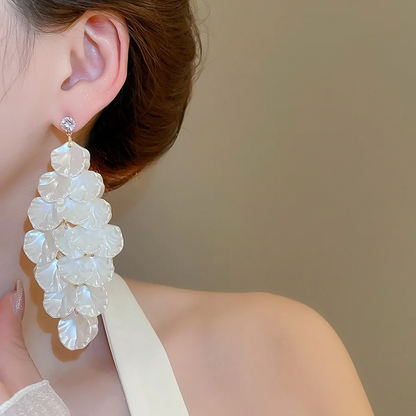 Elegant Zircon Leaf Tassel Earrings for Women
