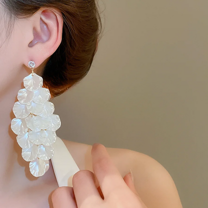 Elegant Zircon Leaf Tassel Earrings for Women