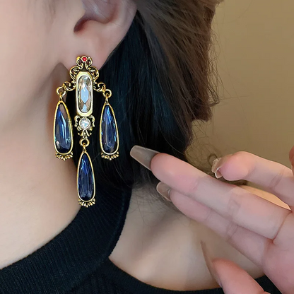 Blue Trendy French Style Water Drop Earrings