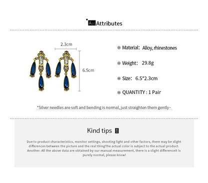 Blue Trendy French Style Water Drop Earrings