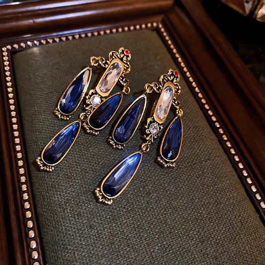 Blue Trendy French Style Water Drop Earrings