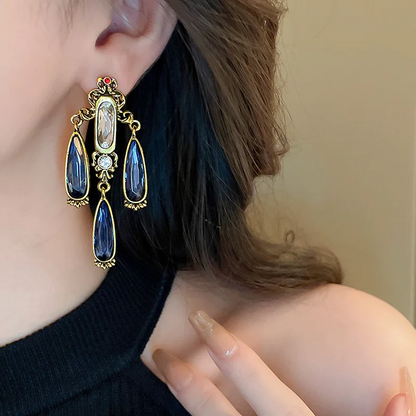 Blue Trendy French Style Water Drop Earrings