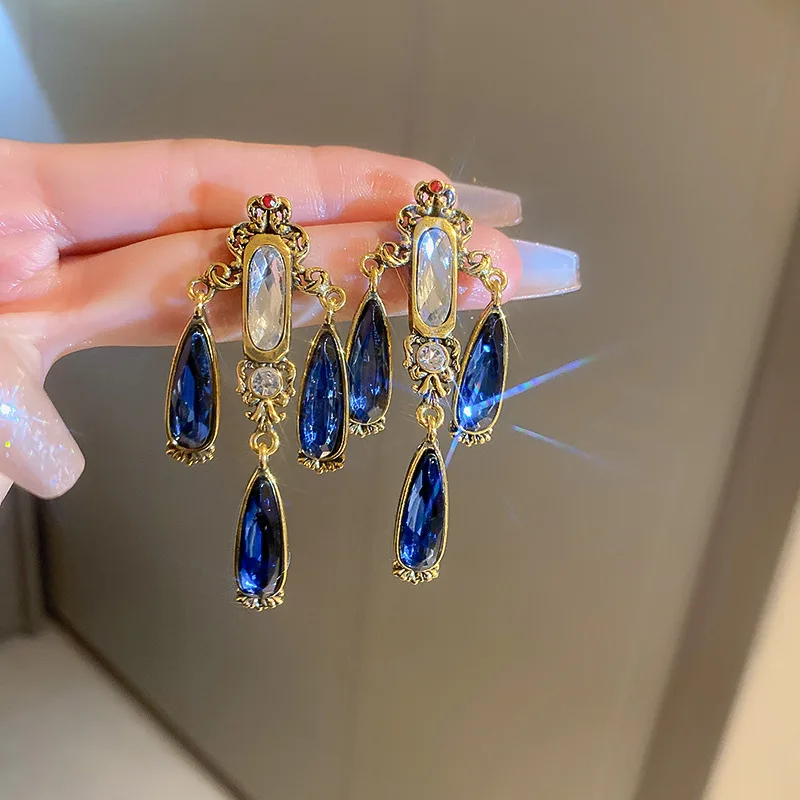 Blue Trendy French Style Water Drop Earrings