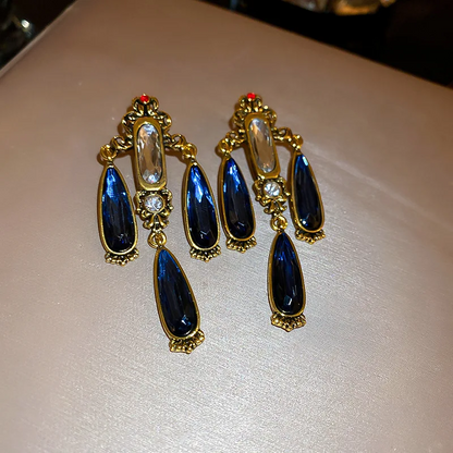 Blue Trendy French Style Water Drop Earrings