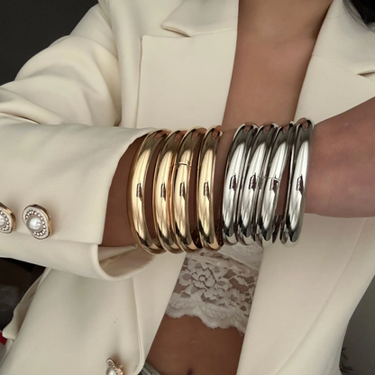 4Pcs Set Metal Gold and Silver Round Bangles