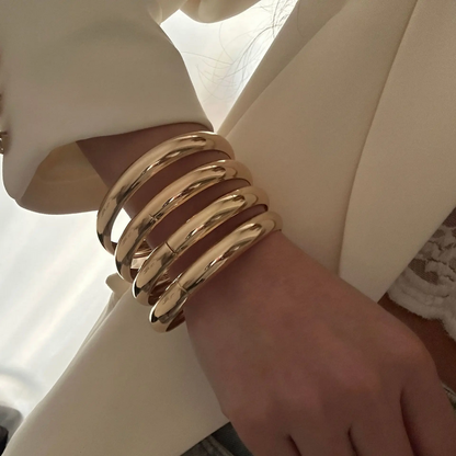 4Pcs Set Metal Gold and Silver Round Bangles