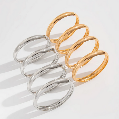 4Pcs Set Metal Gold and Silver Round Bangles
