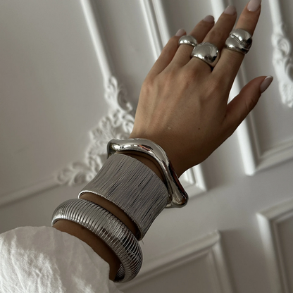 Vintage Silver Wide Cuff Bracelet Set