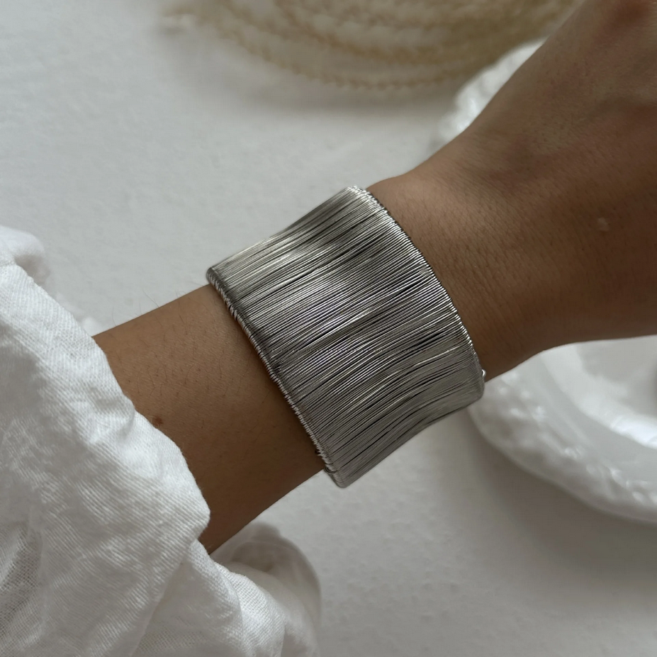 Vintage Silver Wide Cuff Bracelet Set