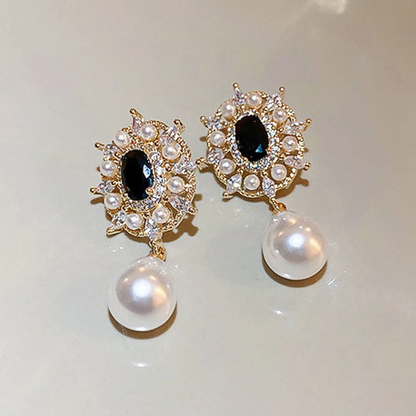 Classic Vintage Black Pearl Earrings