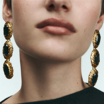 Women’s Fashion Green Enamel Dangle Earrings