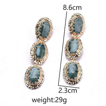 Women’s Fashion Green Enamel Dangle Earrings