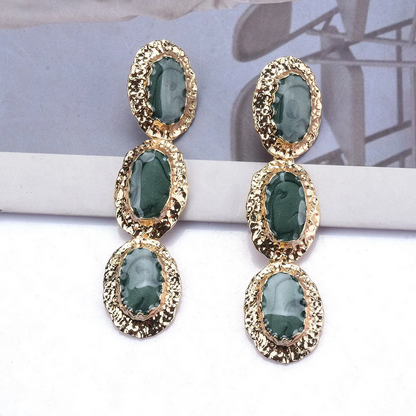 Women’s Fashion Green Enamel Dangle Earrings