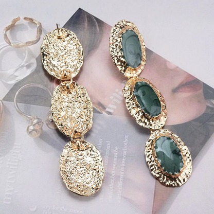 Women’s Fashion Green Enamel Dangle Earrings