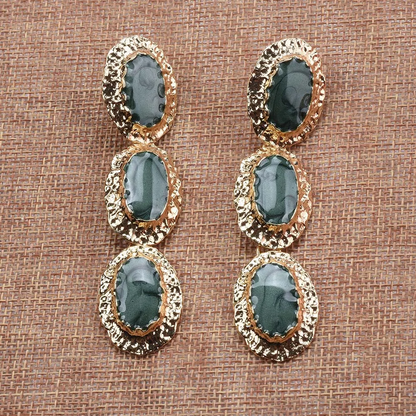 Women’s Fashion Green Enamel Dangle Earrings