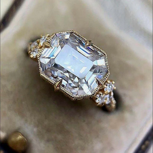 Brilliant Golden Crystal CZ Ring