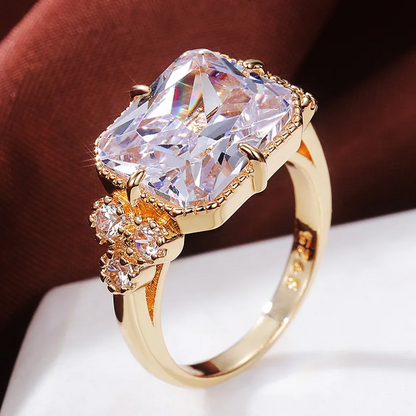 Brilliant Golden Crystal CZ Ring
