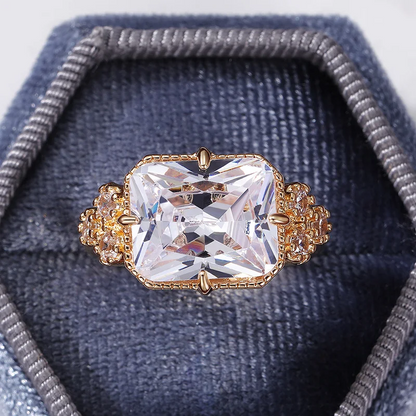 Brilliant Golden Crystal CZ Ring
