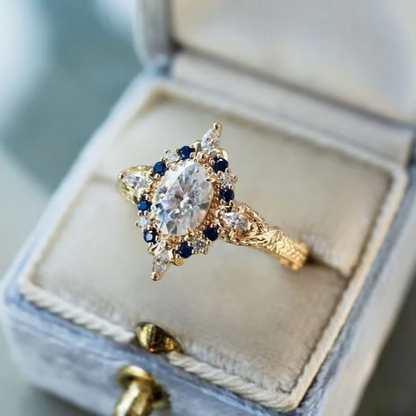 Vintage Inspired Victorian Zircon Inlaid Ring