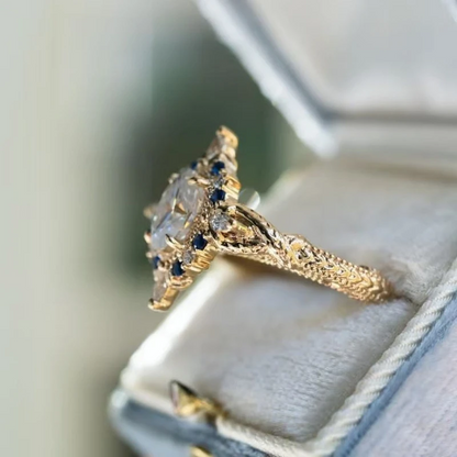 Vintage Inspired Victorian Zircon Inlaid Ring