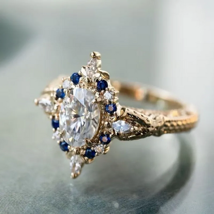 Vintage Inspired Victorian Zircon Inlaid Ring