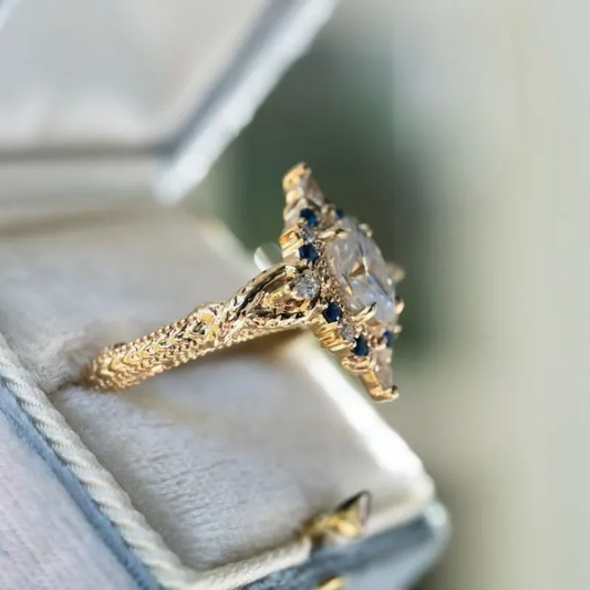 Vintage Inspired Victorian Zircon Inlaid Ring