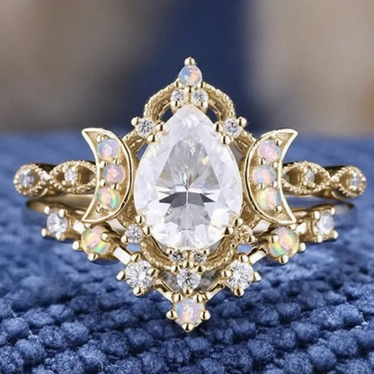 Celestial-Inspired Zircon Inlaid Ring