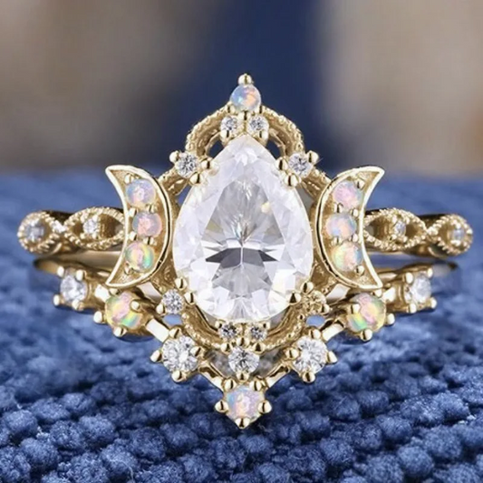 Celestial-Inspired Zircon Inlaid Ring