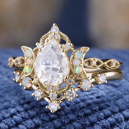 Celestial-Inspired Zircon Inlaid Ring