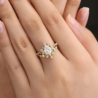 Celestial-Inspired Zircon Inlaid Ring