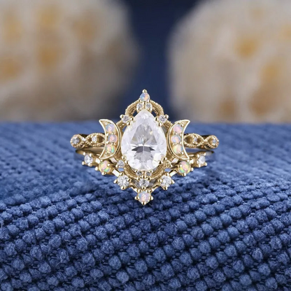 Celestial-Inspired Zircon Inlaid Ring