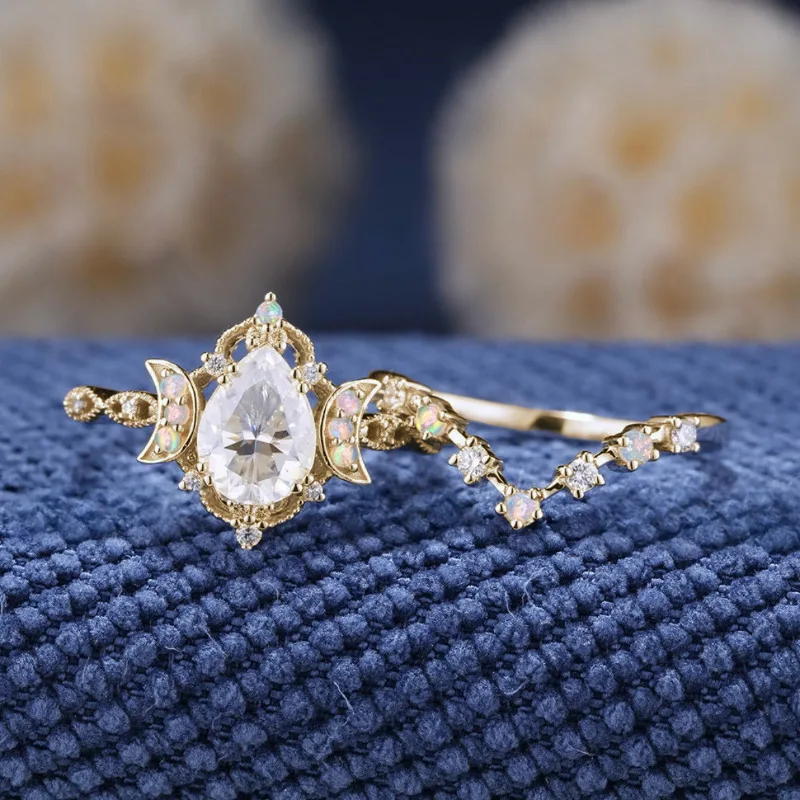 Celestial-Inspired Zircon Inlaid Ring