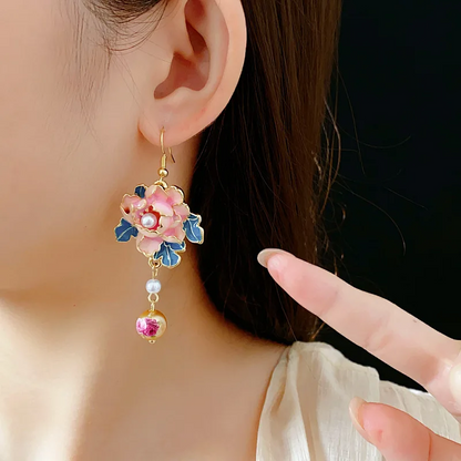 Fashion Flower Pearl Dangle Earrings