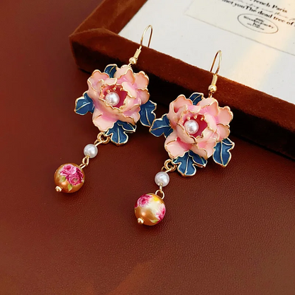 Fashion Flower Pearl Dangle Earrings