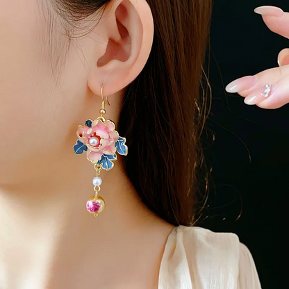 Fashion Flower Pearl Dangle Earrings