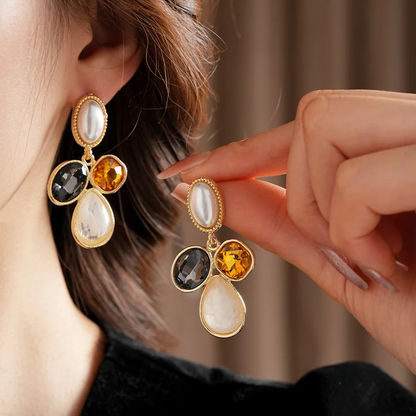 Vintage Inlaid Rhinestone Earrings for Women