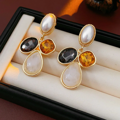 Vintage Inlaid Rhinestone Earrings for Women