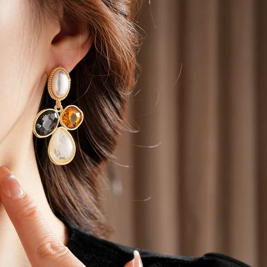 Vintage Inlaid Rhinestone Earrings for Women