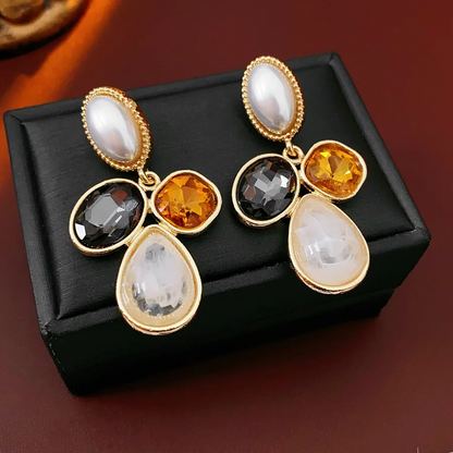 Vintage Inlaid Rhinestone Earrings for Women