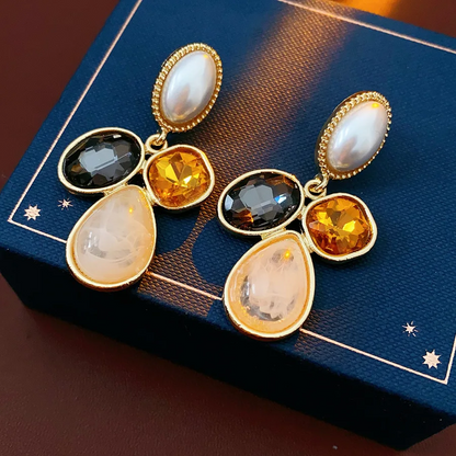 Vintage Inlaid Rhinestone Earrings for Women