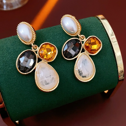 Vintage Inlaid Rhinestone Earrings for Women
