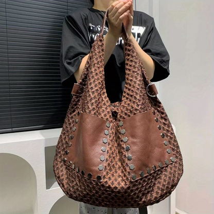 Brown Boho Genuine Leather Tote Bag