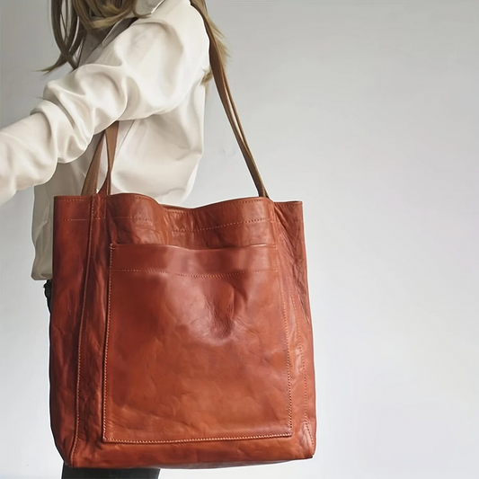 Retro Faux Leather Large Capacity Tote Bag