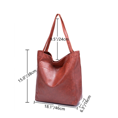 Retro Faux Leather Large Capacity Tote Bag